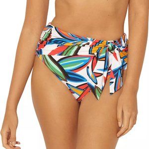 Bleu by Rod Beattie Printed Draped-Tie High-Waist Bikini Bottoms
